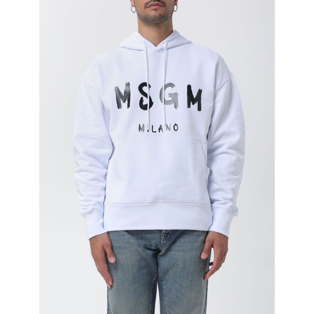 Msgm Men Msgm Relaxed Fit Cotton Hoodie With Pouch Pocket And Logo